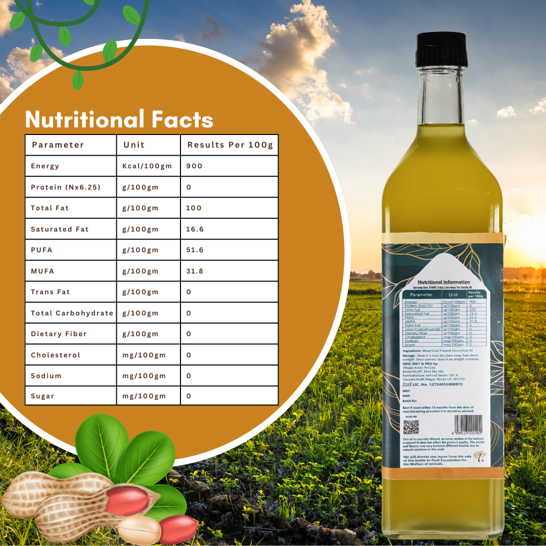 Wood Cold Pressed Groundnut Oil